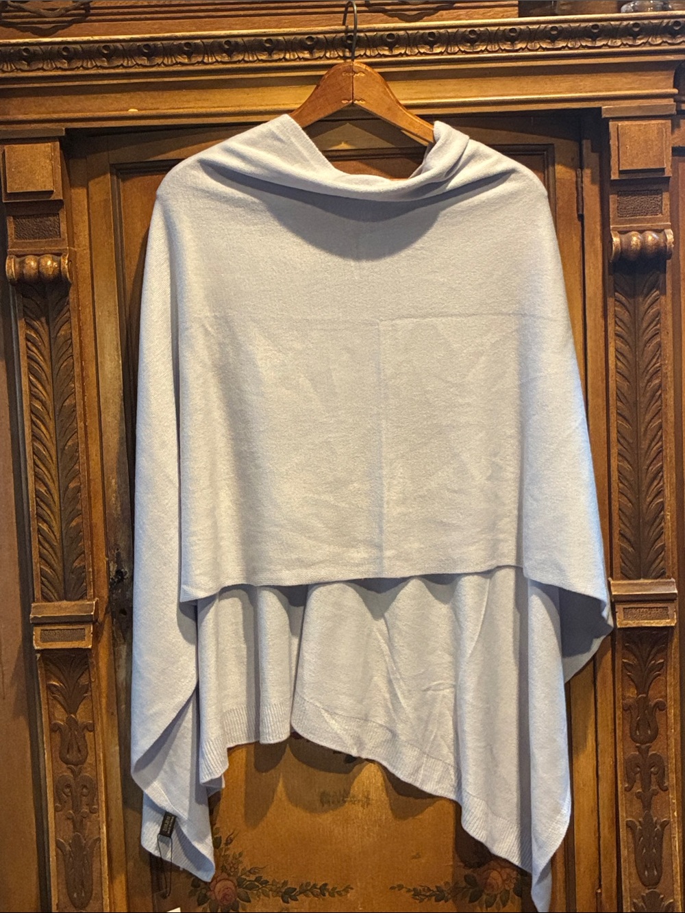 Light Blue Women's Draped Poncho Sweater